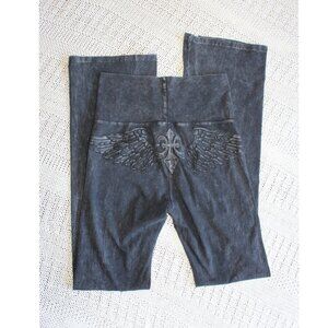 Otomix Hight Rise Yoga Pants Large Bootcut Embroidered angel wings Y2K Goth